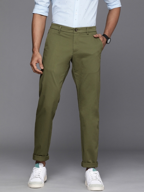 

Allen Solly Men Olive Green Solid Slim Fit Chinos