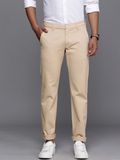 

Allen Solly Men Beige Slim Fit Self-Design Regular Trousers