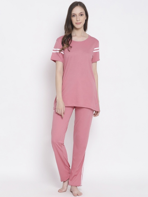 

Kanvin Women Pink Solid Pure Cotton Night Suit