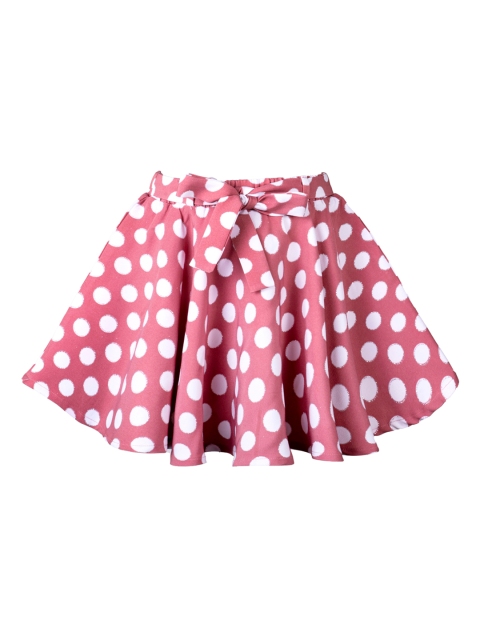 

Hunny Bunny Girls Magenta Pink & White Polka Dot Printed Flared Skirt With Attached Shorts