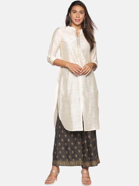 

Saffron Threads Women Off White Ethnic Motifs Kurta with Palazzos
