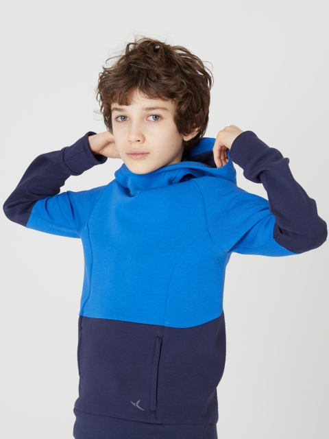 

Domyos By Decathlon Boys Navy Blue Colourblocked Hooded Sweatshirt
