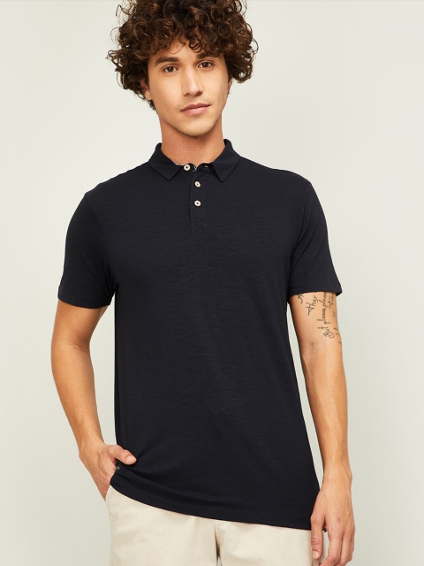 

Forca by Lifestyle Men Navy Blue Polo Collar T-shirt