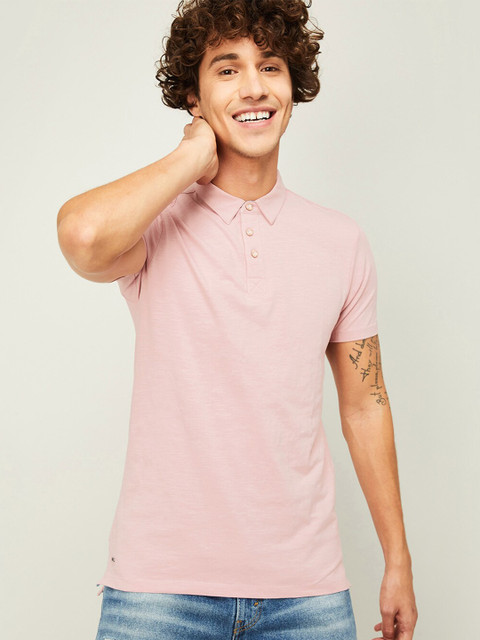 

Forca by Lifestyle Men Pink Polo Collar T-shirt