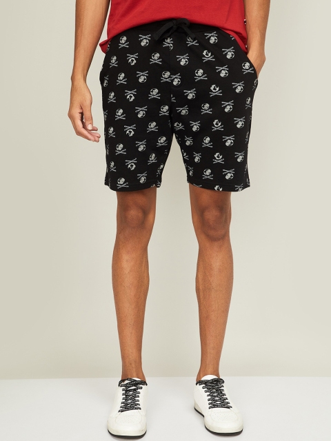 

SmileyWorld Men Black Printed Slim Fit Mid-Rise Regular Shorts