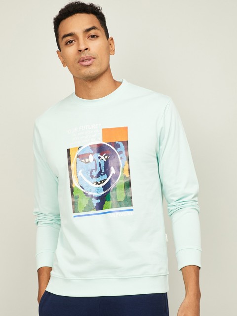 

SmileyWorld Men Sea Green Printed Sweatshirt