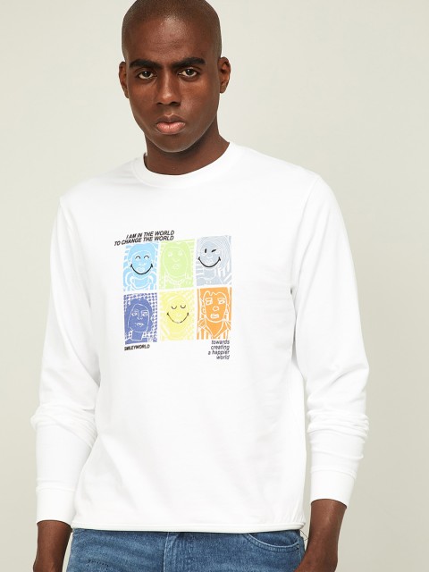 

SmileyWorld Men White Printed Sweatshirt