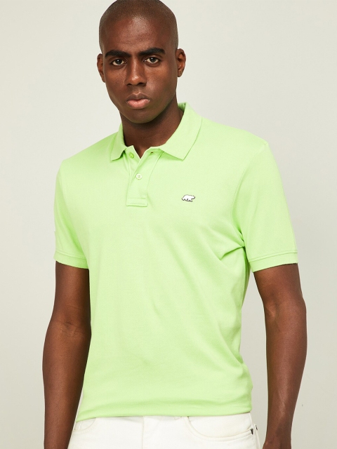 

UCLA Men Lime Green Polo Collar Slim Fit T-shirt