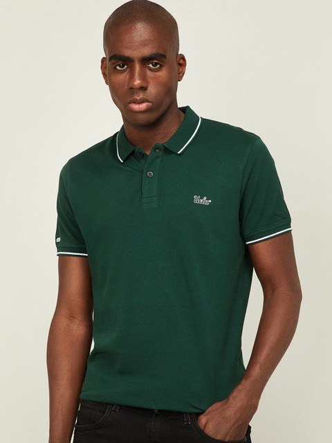 

UCLA Men Green Polo Collar Slim Fit T-shirt