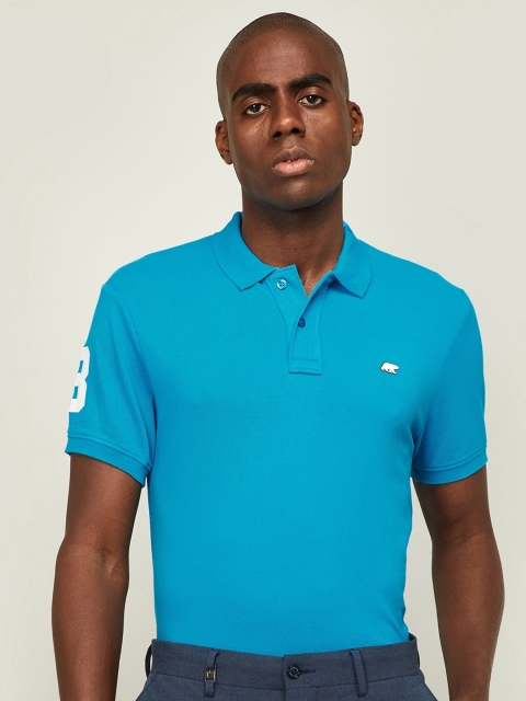 

UCLA Men Blue & White Polo Collar Slim Fit T-shirt