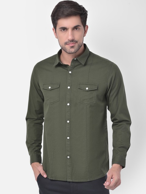 

Canary London Men Olive Green Slim Fit Casual Shirt