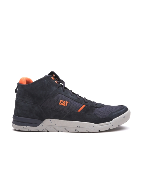 

CAT Men Navy Chasm Mid Wolverine Leather Sneakers, Navy blue