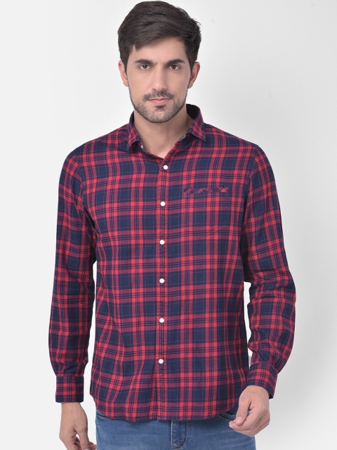 

Canary London Men Red Smart Slim Fit Checked Casual Shirt