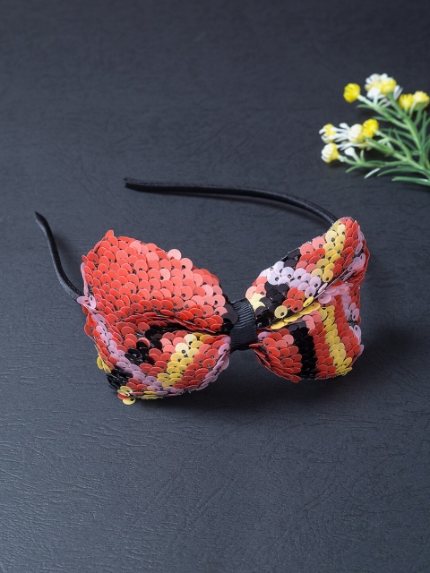 

Golden Peacock Women Red & Black Embellished Hairband