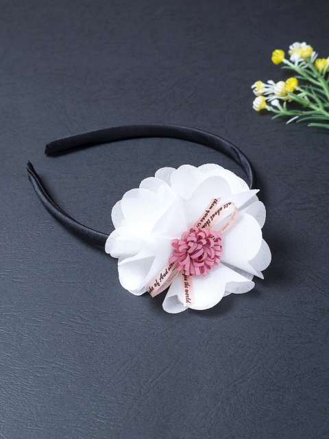

Golden Peacock Women White & Pink Embellished Hairband