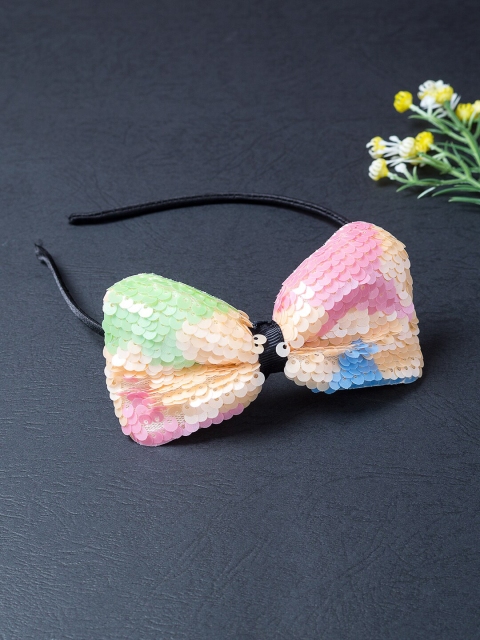 

Golden Peacock Women Pink & Green Embellished Hairband