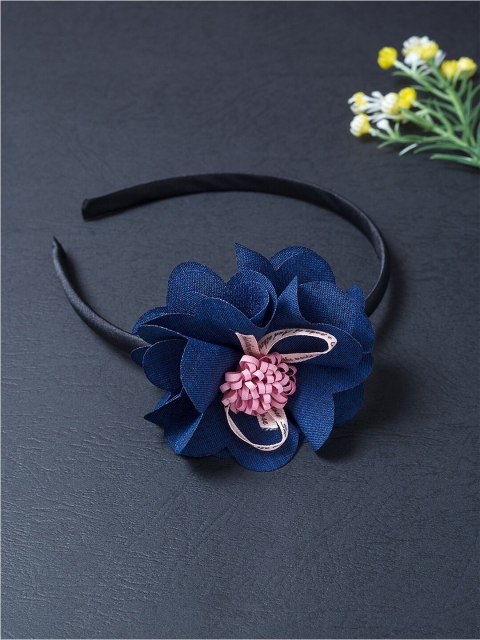 

Golden Peacock Women Navy Blue & Black Embellished Hairband