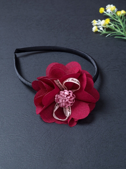 

Golden Peacock Women Red Floral Hairband