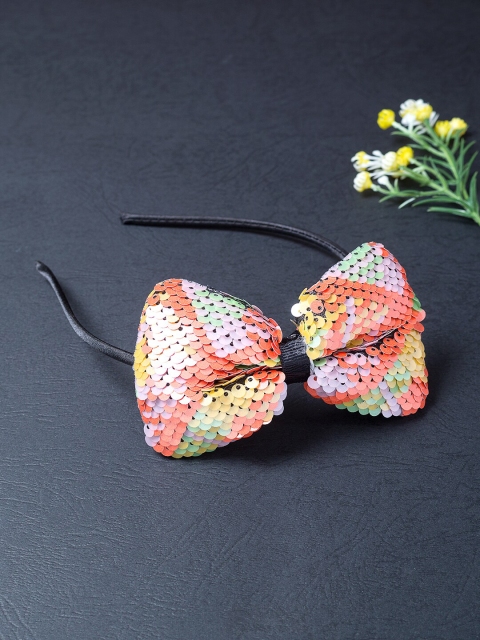 

Golden Peacock Women Multi Sequinned Embellished Bow Shaped Hairband