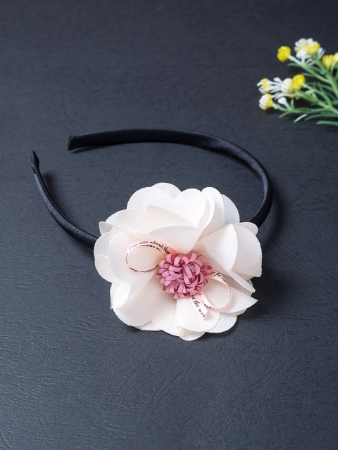 

Golden Peacock Women Cream-Coloured & Pink Embellished Hairband
