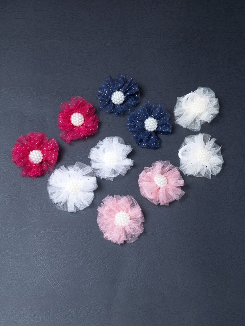 

Golden Peacock Girls Multicoloured Set of 5 Floral Embellished Ponytail Holders, Multi