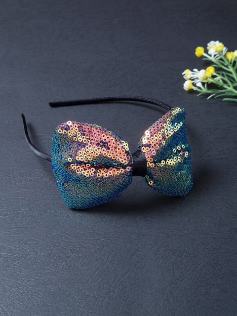 

Golden Peacock Women Multi Sequinned Embellished Bow Shaped Hairband