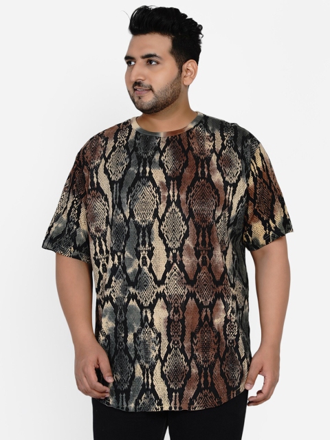 

Santonio Men Brown & Black Printed T-shirt