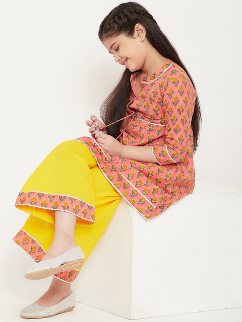 

Stylo Bug Girls Pink Ethnic Motifs Printed Pure Cotton Kurta with Palazzos