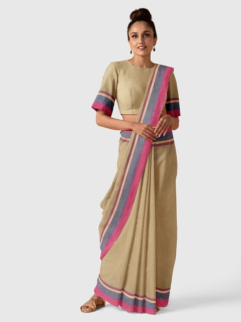 

Taneira Beige & Pink Pure Cotton Saree