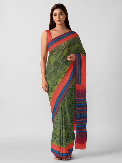 

Taneira Green & Red Pure Georgette Saree