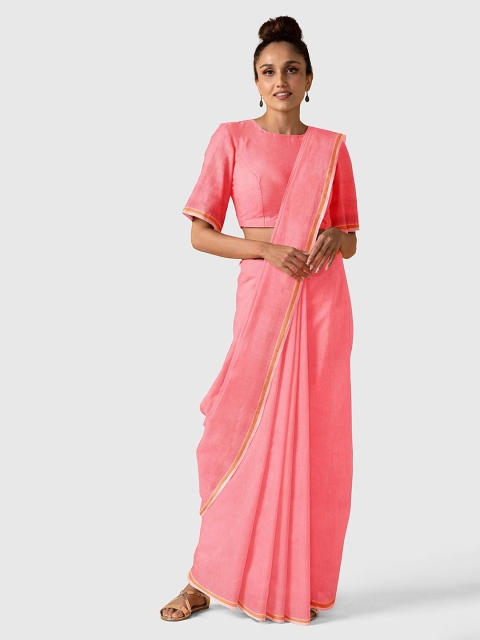 

Taneira Pink & Yellow Silk Cotton Saree