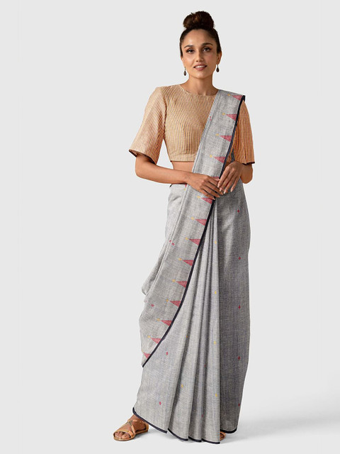 

Taneira Blue & Grey Woven Design Pure Cotton Saree