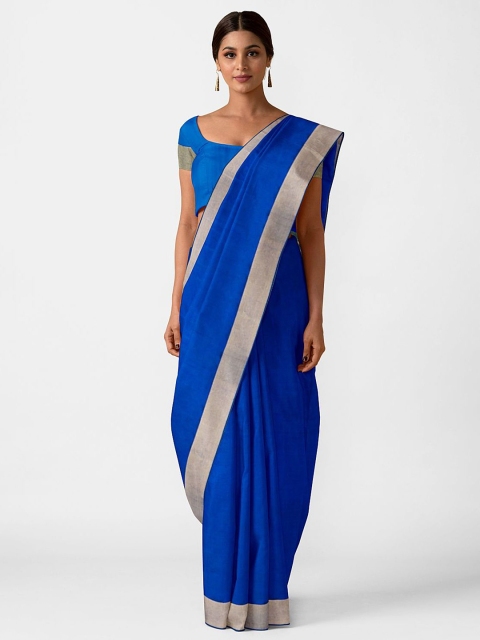 

Taneira Blue & Gold-Coloured Zari Pure South Silk Saree