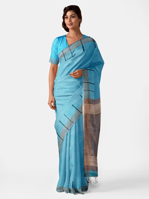 

Taneira Blue & Grey Bengal Pure Silk Saree