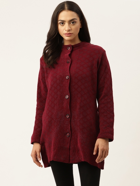 

American Eye Women Maroon Longline Cardigan