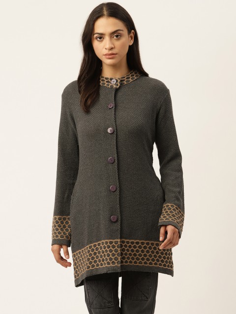 

American Eye Women Charcoal Grey Longline Cardigan
