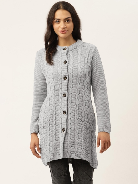 

American Eye Women Grey Cable Knit Cardigan