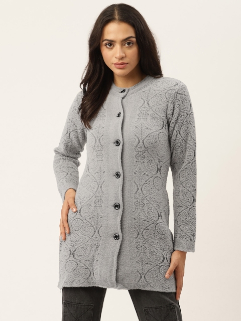 

American Eye Women Grey Longline Cardigan