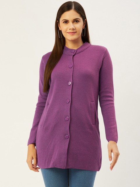 

American Eye Women Purple Solid Cardigan