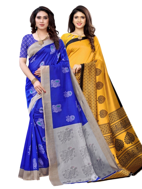 

KALINI Pack Of 2 Printed Saree, Navy blue