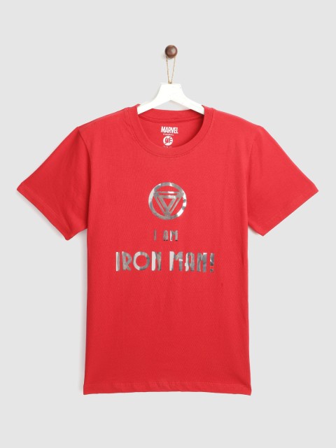 

YK Warner Bros Boys Red & Silver Cotton Iron Man Print T-shirt