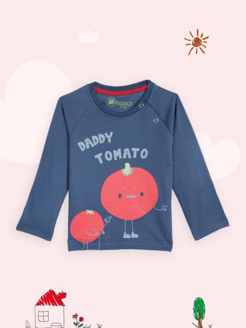 

YK Boys Navy Blue & Red Cotton Printed T-shirt