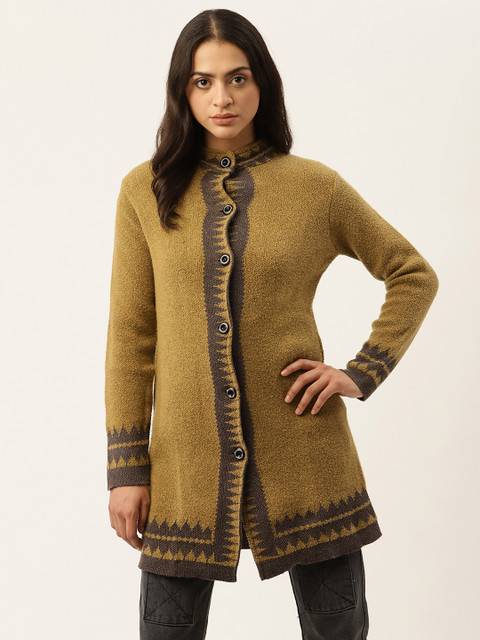 

American Eye Women Mustard Yellow Longline Cardigan