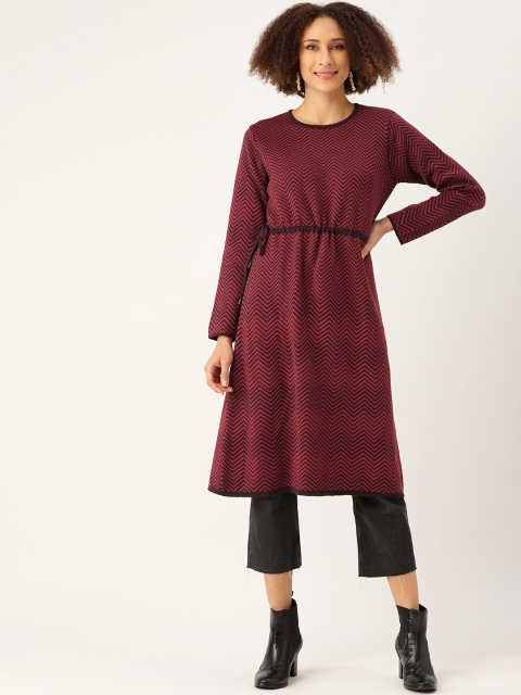 

American Eye Red & Black Chevron Design Acrylic A-Line Kurta