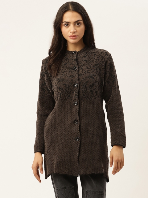 

American Eye Women Brown & Black Ethnic Motifs Design Cardigan