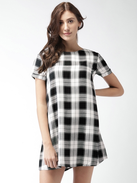 

Mast & Harbour Women White & Black Checked A-Line Dress