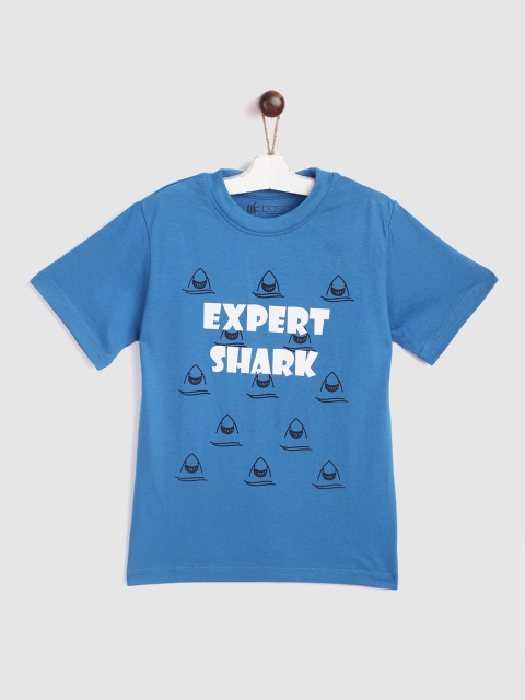 

YK Boys Blue White Shark Print Pure Cotton T-shirt