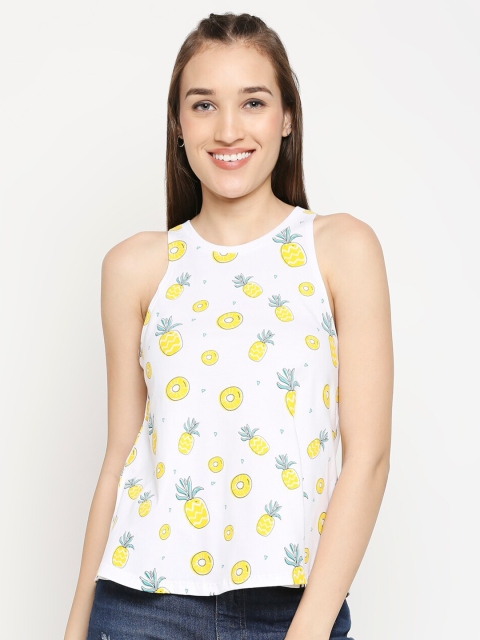 

The Souled Store Women White & Yellow Regular Top