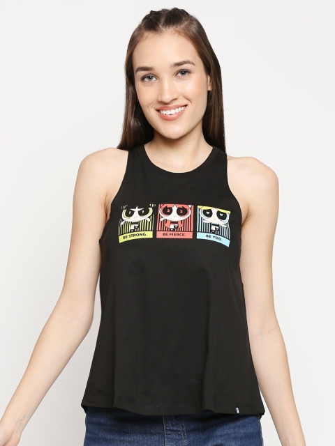 

The Souled Store Women Black Printed Tank Top