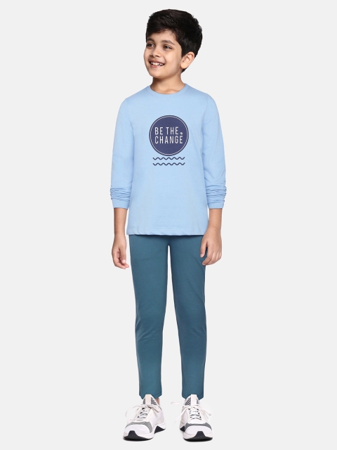 

YK Boys Blue Pure Cotton Typography Printed T-shirt with Pyjamas